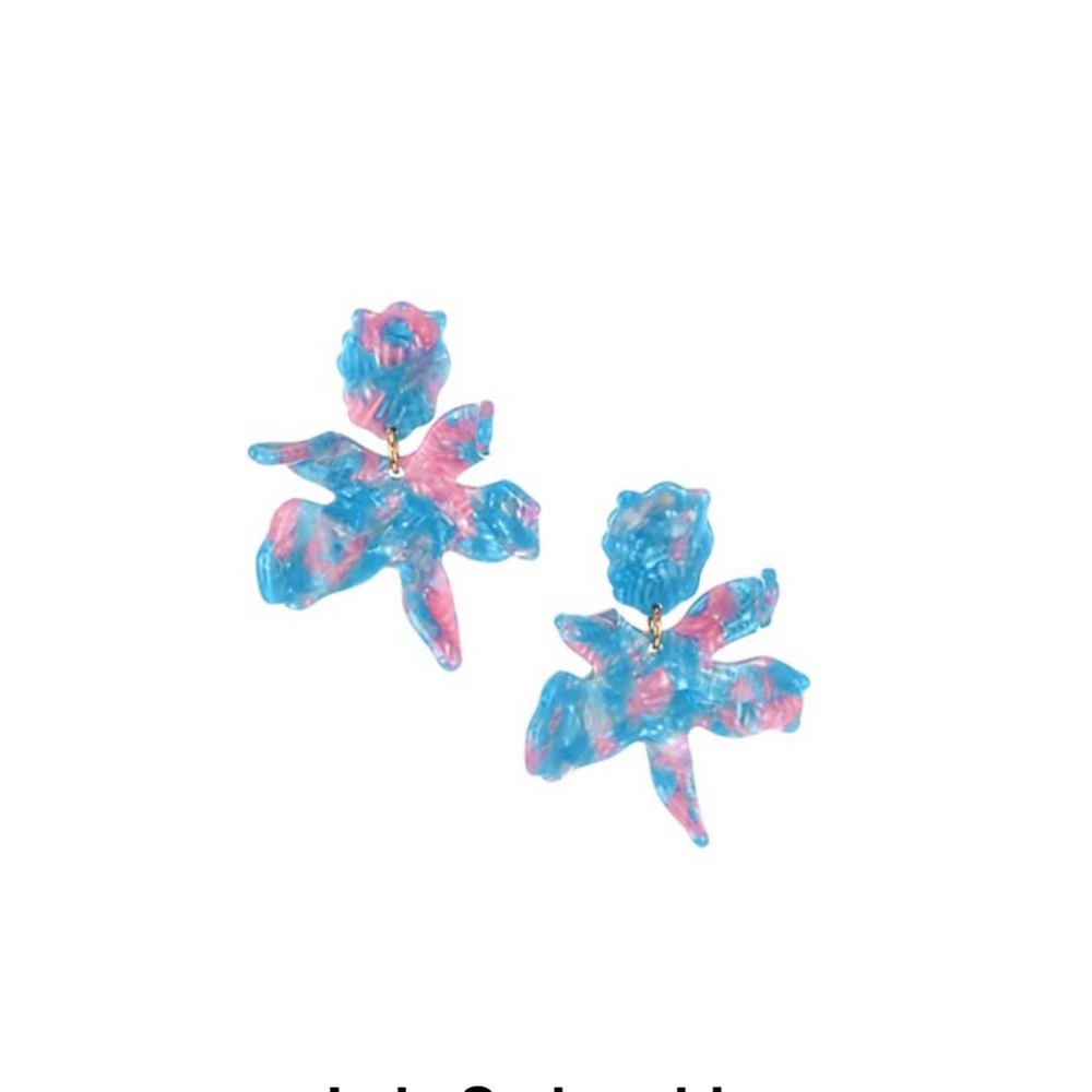 💙🩷Lele Sadoughi🩷💙NWOT Pink/Blue Cotton Candy Classic Small Paper Lily Earrings.